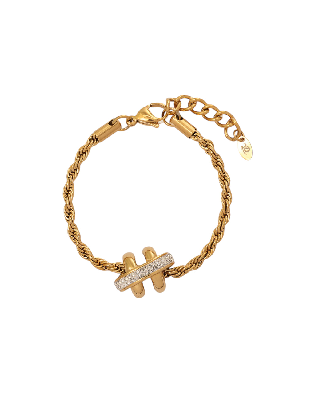 Pulsera Lazo Solar en acero inoxidable con PVD oro 18K