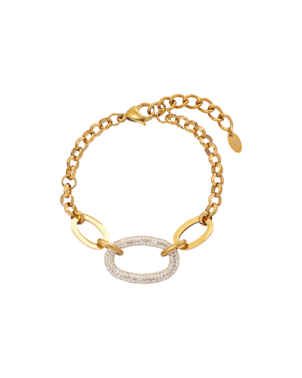 Pulsera Elipse Radiante en acero inoxidable con PVD oro 18K