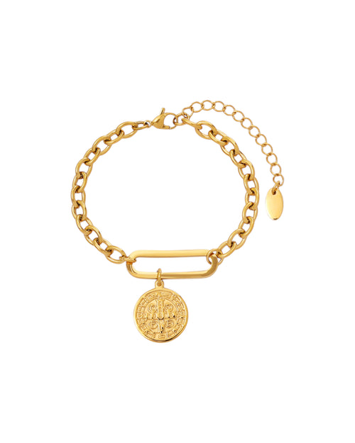 Pulsera Medallón del Alba en acero inoxidable con PVD oro 18K