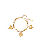 Pulsera Corazones Brillantes en acero inoxidable con PVD oro 18K