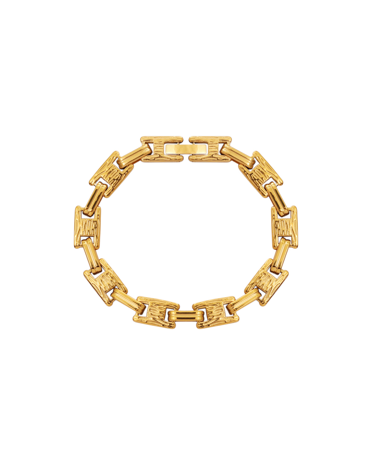 Pulsera Brazalete Enlace en acero inoxidable con PVD oro 18K