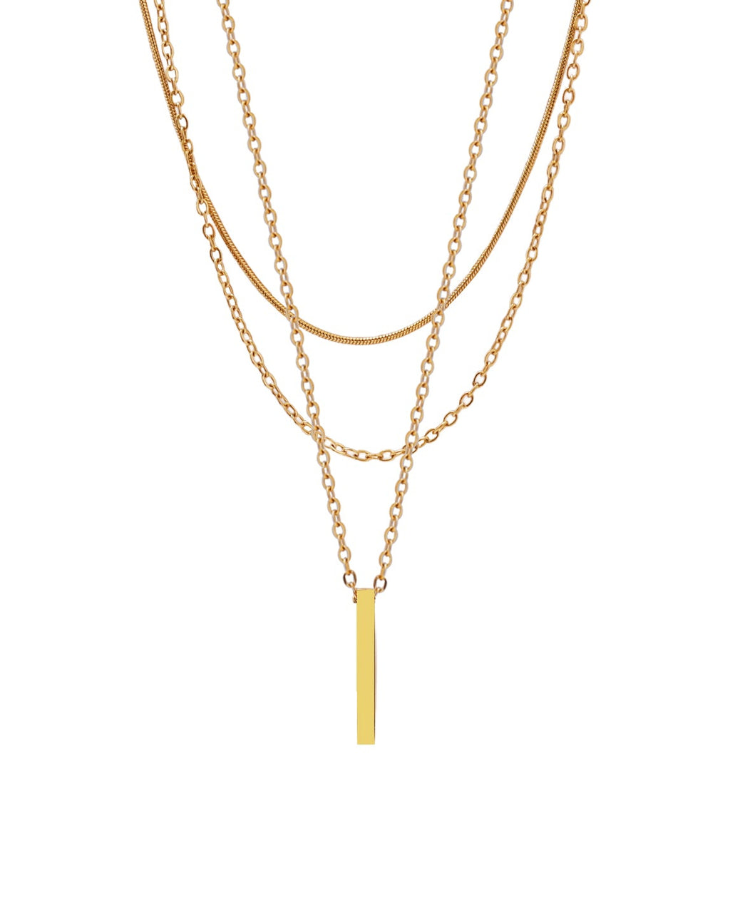 Collar Cascada de Luz en acero inoxidable con PVD oro 18K