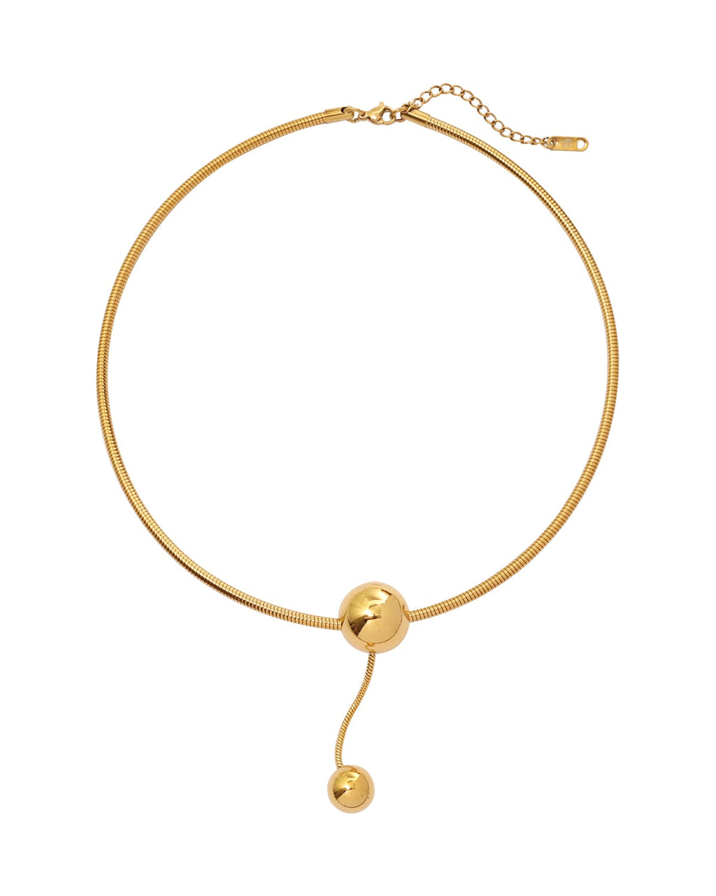 Collar Órbita Lariat en acero inoxidable con PVD oro 18K