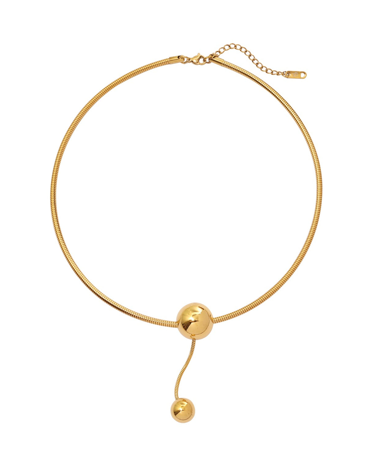 Collar Órbita Lariat en acero inoxidable con PVD oro 18K