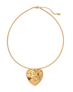 Collar Corazón Solar en acero inoxidable con PVD oro 18K