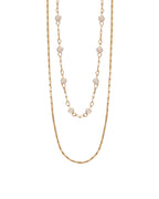 Collar Doble Luz de Perlas en acero inoxidable con PVD oro 18K