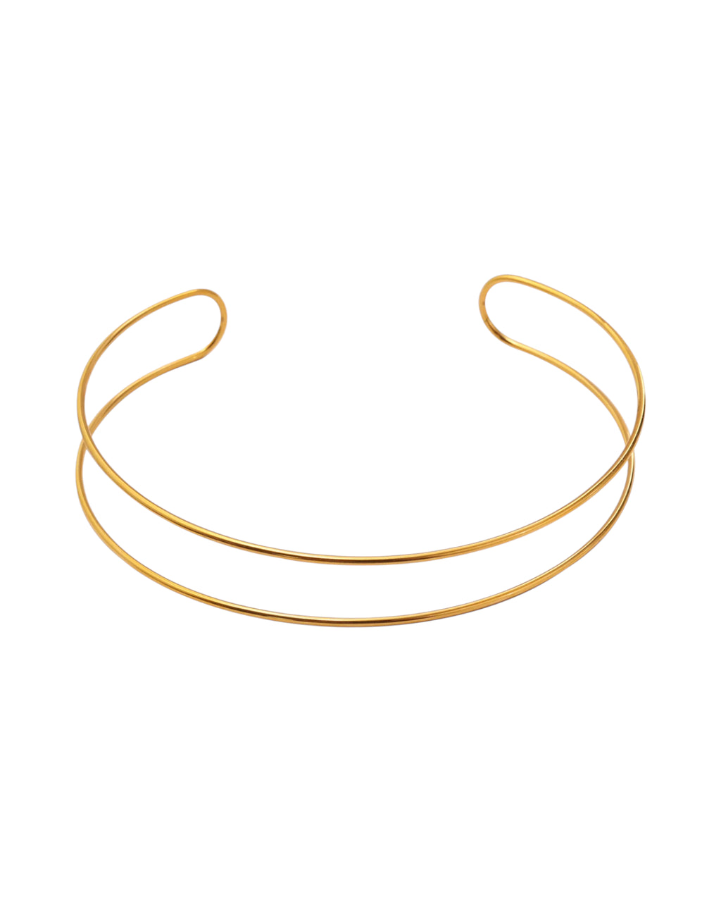 Collar Doble Halo en acero inoxidable con PVD oro 18K