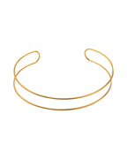 Collar Doble Halo en acero inoxidable con PVD oro 18K