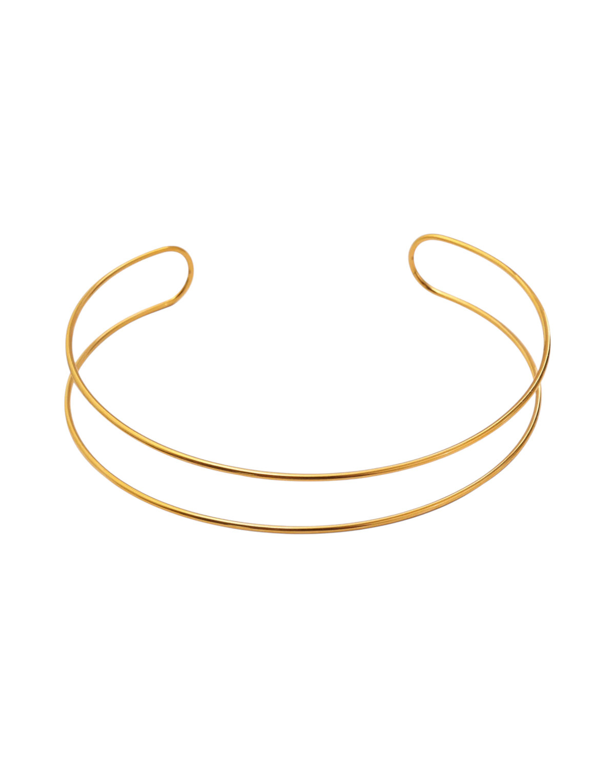 Collar Doble Halo en acero inoxidable con PVD oro 18K