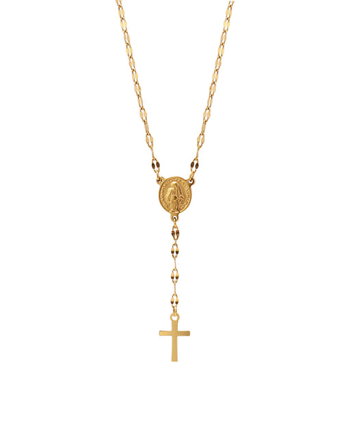 Collar Rosario Luminar en acero inoxidable con PVD oro 18K