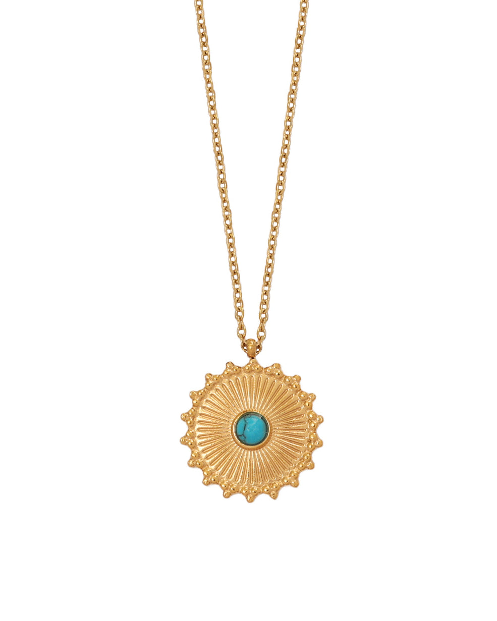 Collar Ojo del Alba en acero inoxidable con PVD oro 18K