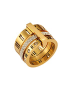 Anillo Imperio en acero inoxidable con PVD oro 18K