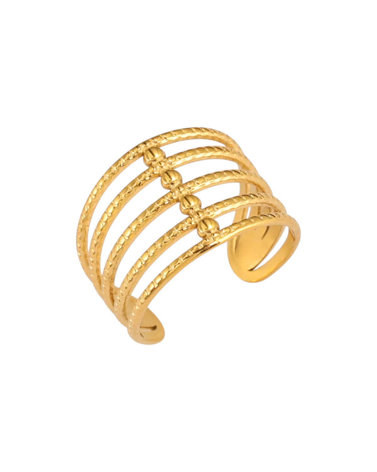 Anillo Espiral en acero inoxidable con PVD oro 18K