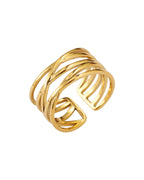 Anillo Cometa en acero inoxidable con PVD oro 18K