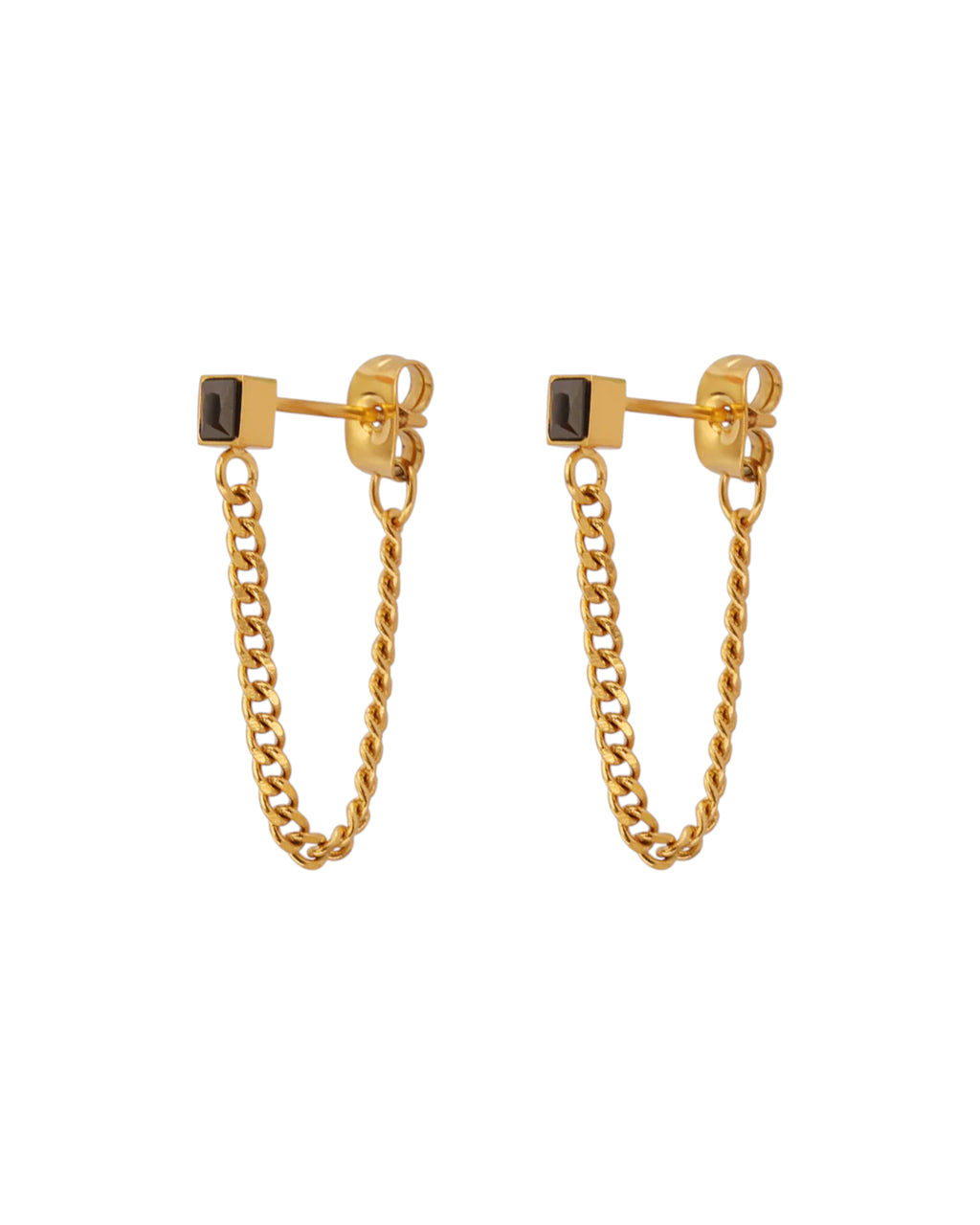 Aretes Chispa en acero inoxidable con PVD oro 18K