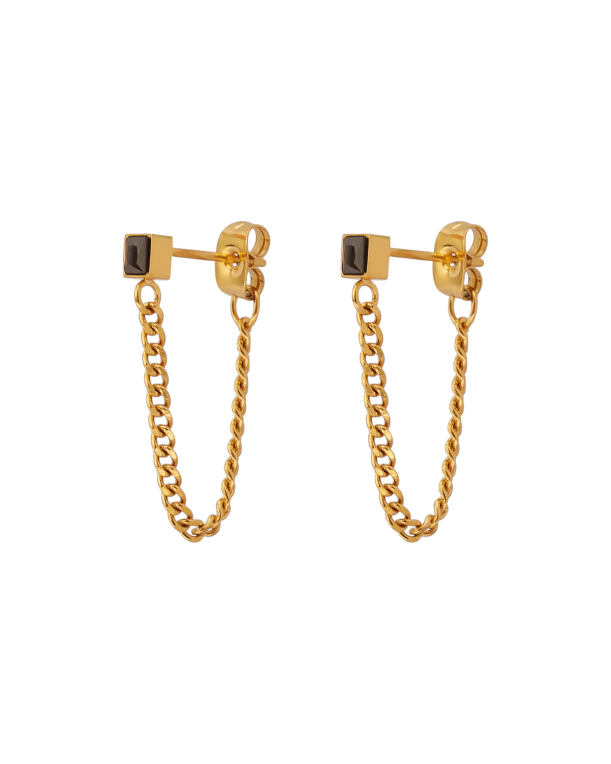 Aretes Chispa en acero inoxidable con PVD oro 18K