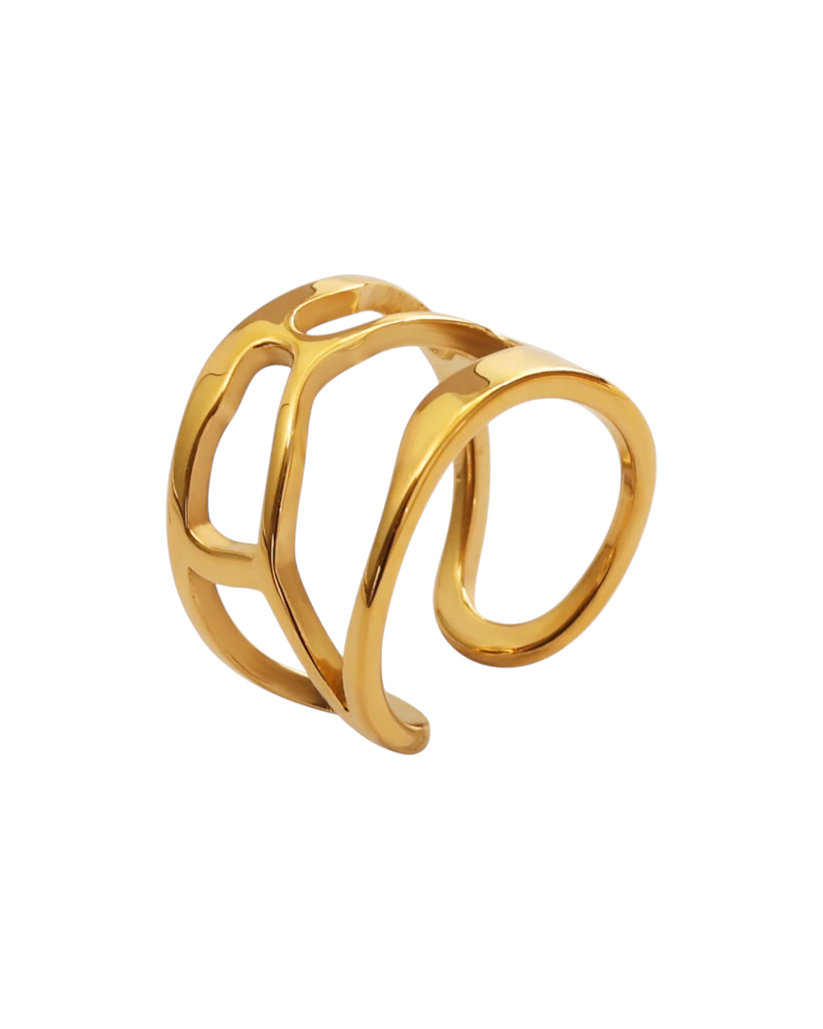 Anillo Halo en acero inoxidable con PVD oro 18K