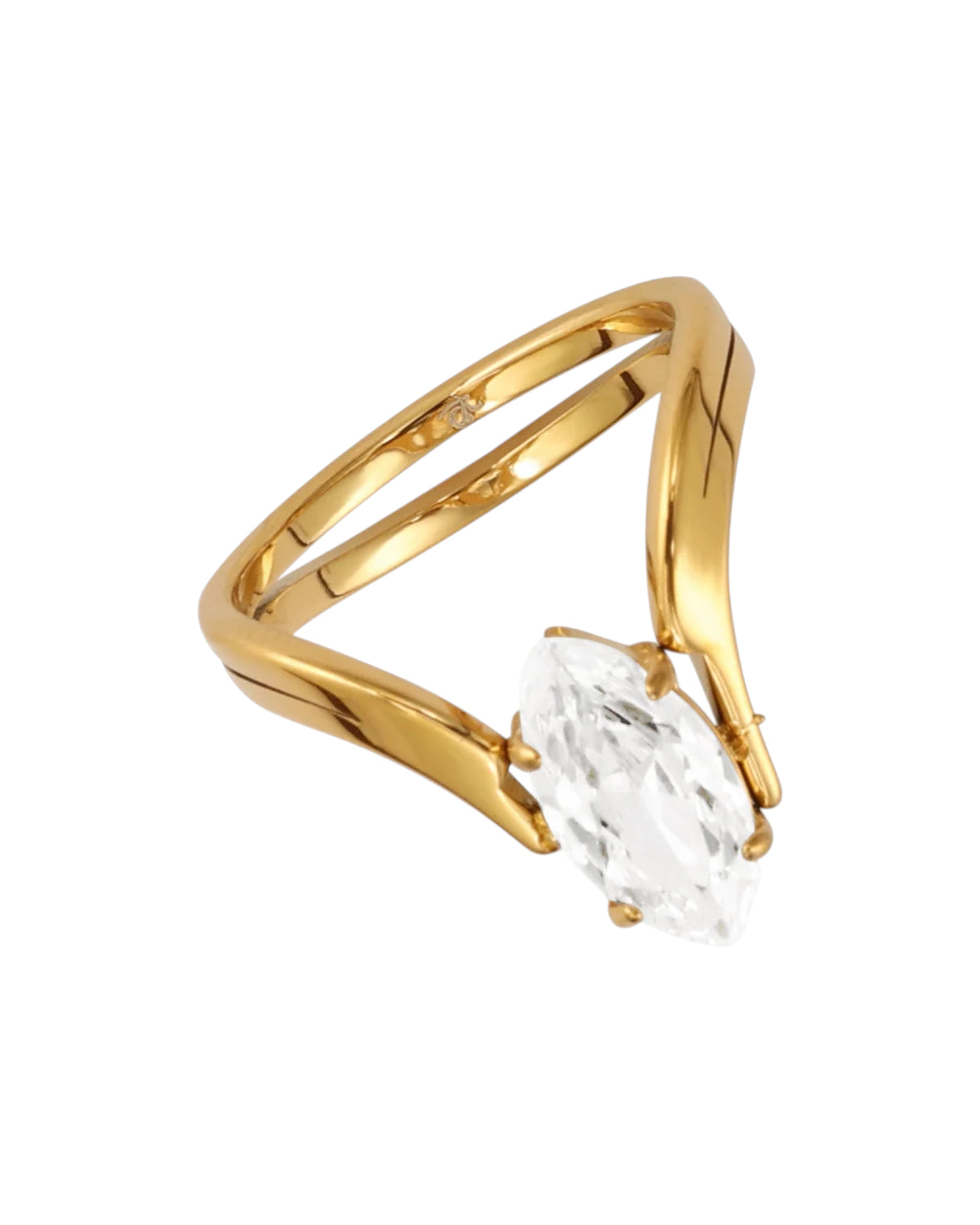 Anillo Gema en acero inoxidable con PVD oro 18K