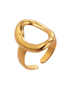 Anillo Saturno en acero inoxidable con PVD oro 18K