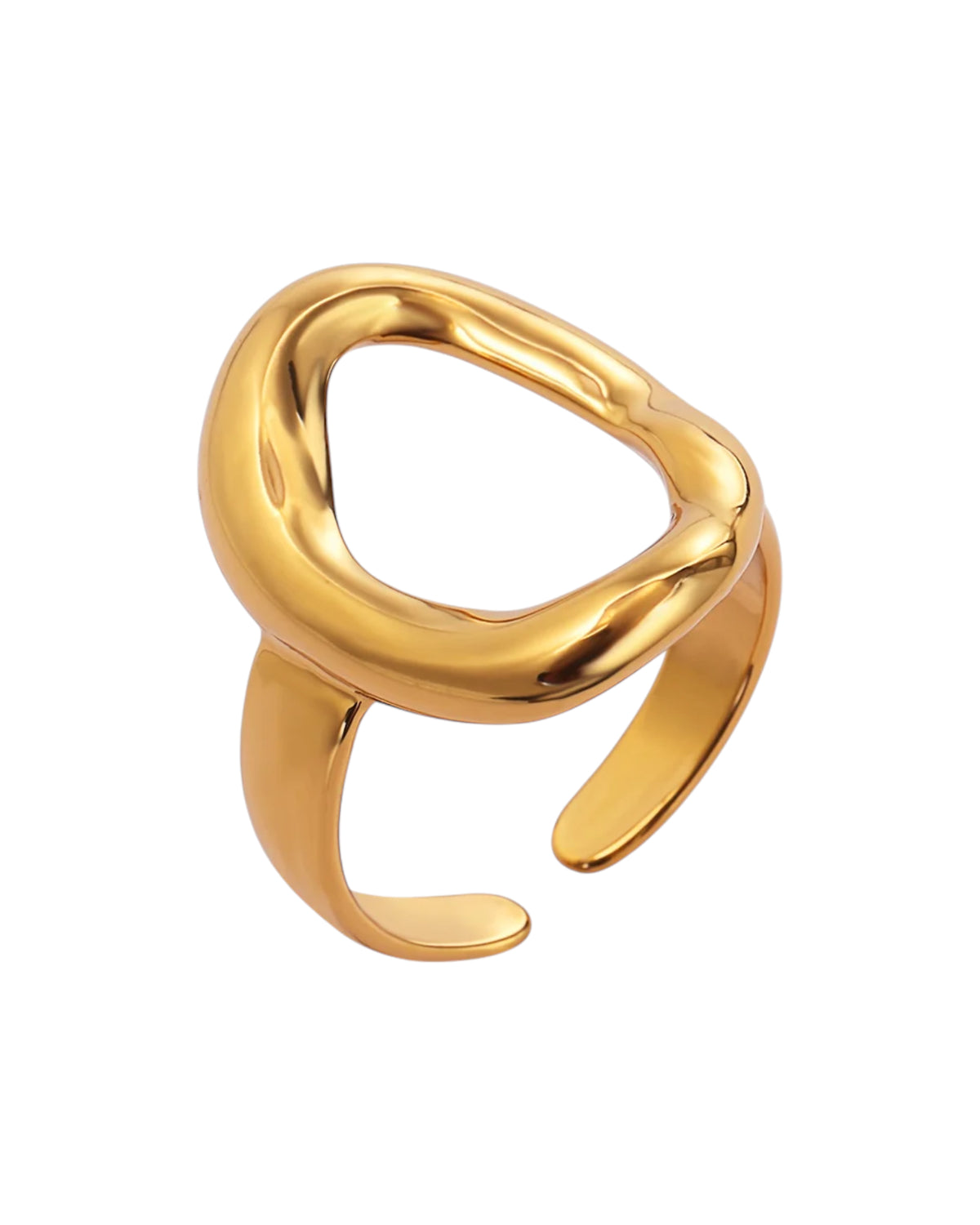 Anillo Saturno en acero inoxidable con PVD oro 18K