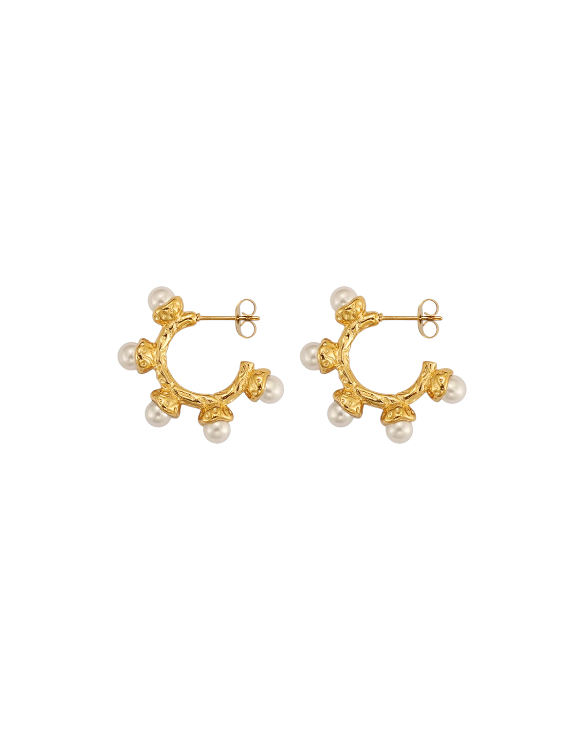 Aretes Perla en acero inoxidable con PVD oro 18K