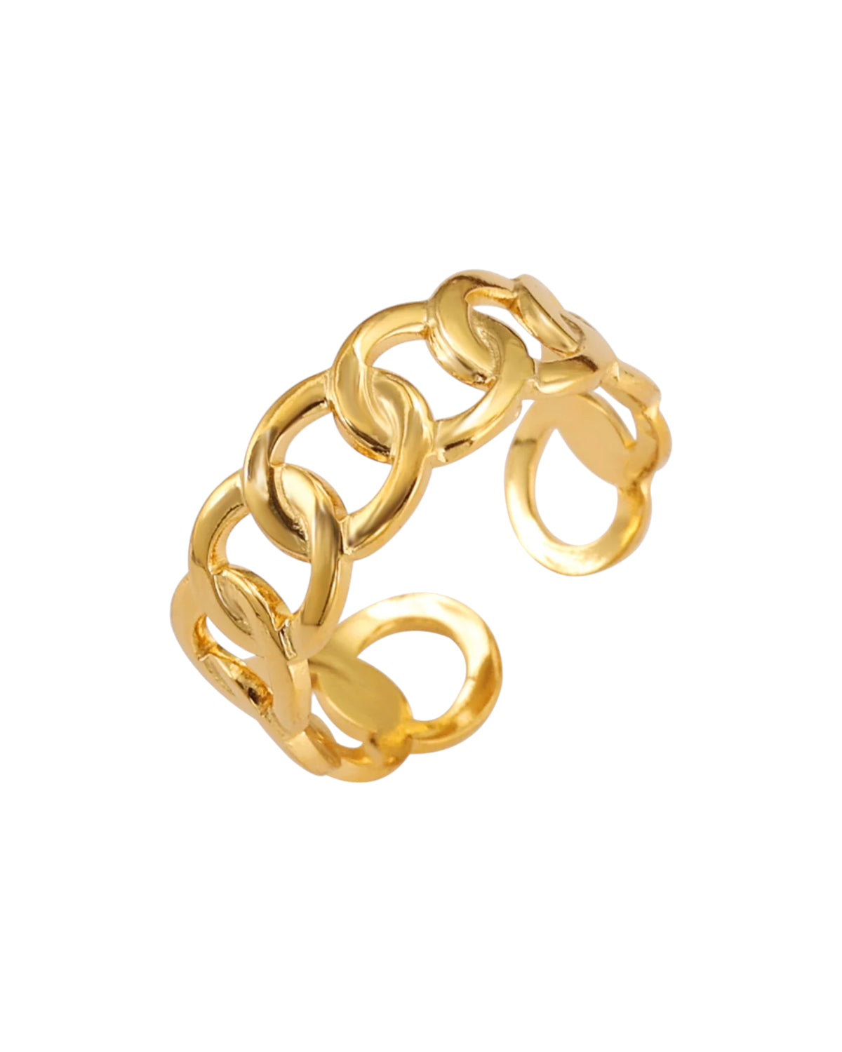 Anillo Cubano en acero inoxidable con PVD oro 18K