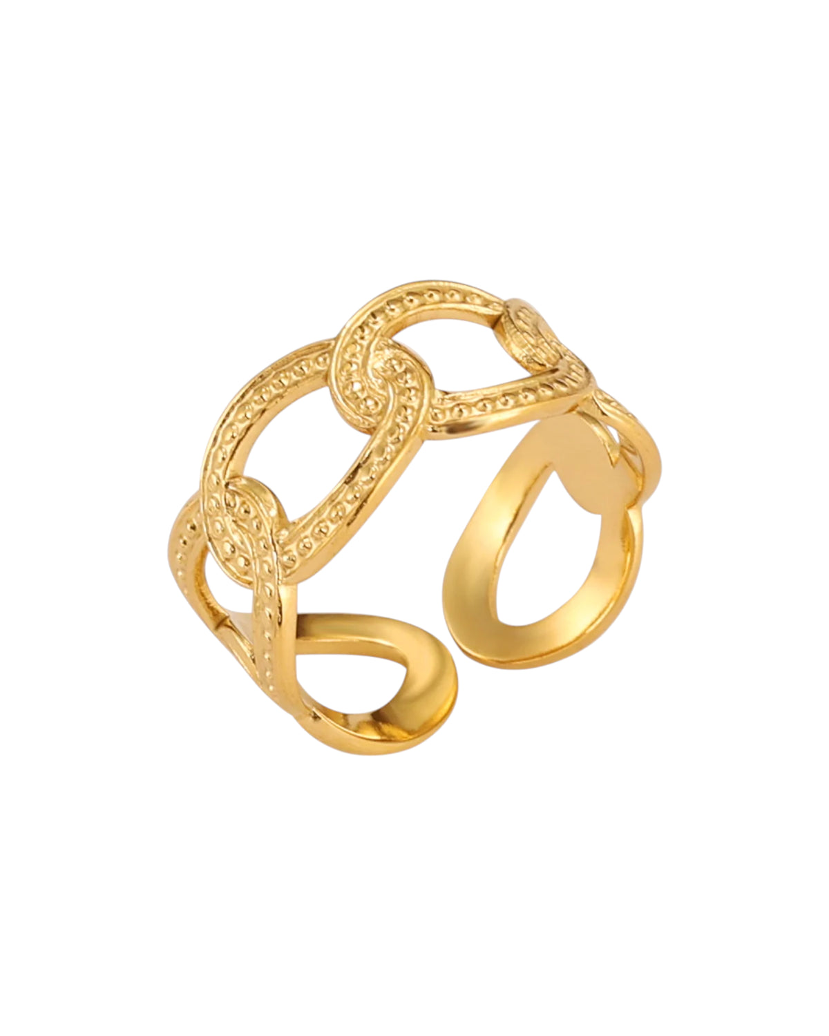 Anillo Eco en acero inoxidable con PVD oro 18K