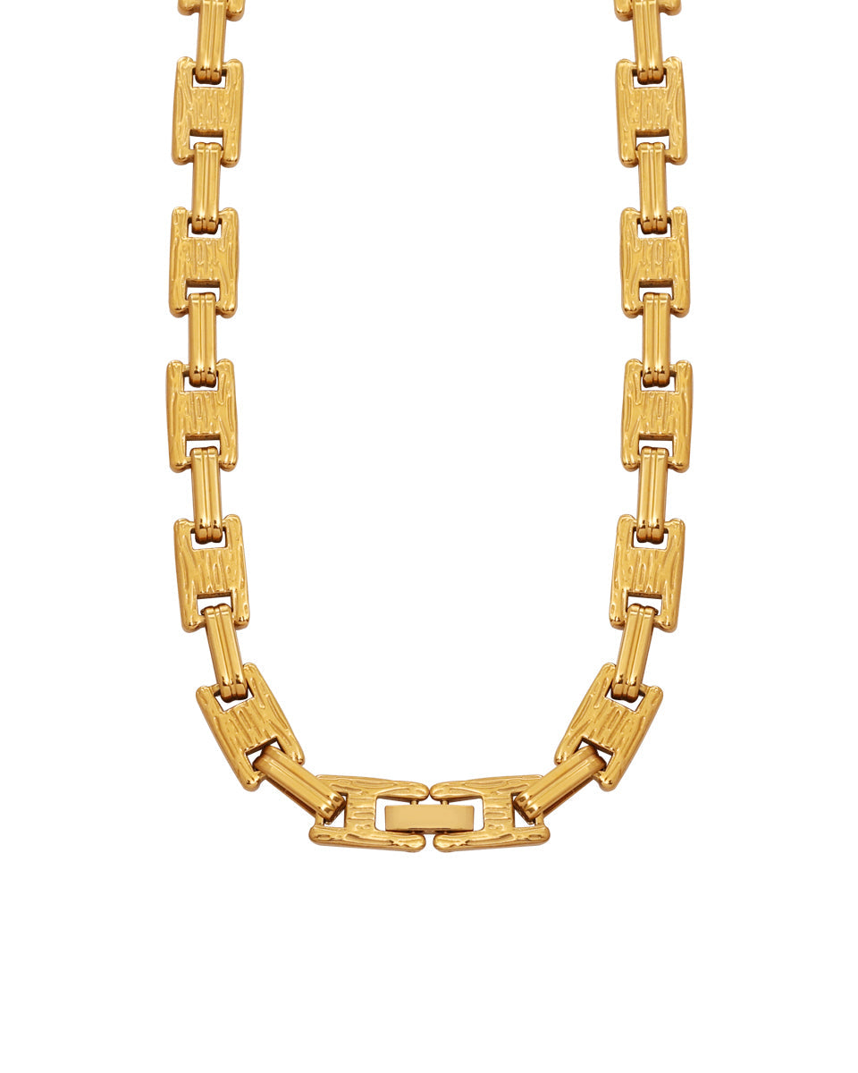 Collar Collar Enlace en acero inoxidable con PVD oro 18K